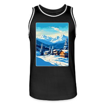 Kitzbühel Autriche Affiche de voyage vintage souvenir - Maillot de basket Homme - noir/blanc - Devant - AI Model Male 185 dark (185cm)