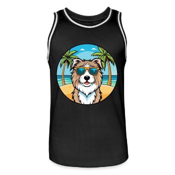 Katalanische Schäferhundrasse Cartoon Sonnenbrille Strand - Männer Basketball-Trikot - Schwarz/Weiß - Vorne - AI Model Male 185 dark (185cm)