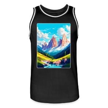 Dolomiten Italien Vintage Reiseplakat Souvenir WPA - Männer Basketball-Trikot - Schwarz/Weiß - Vorne - AI Model Male 185 dark (185cm)