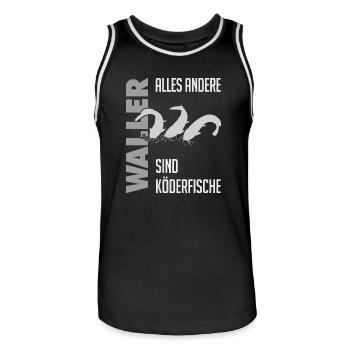 Wels fischen Kampf mit dem starken Wels - Männer Basketball-Trikot - Schwarz/Weiß - Vorne - AI Model Male 185 dark (185cm)
