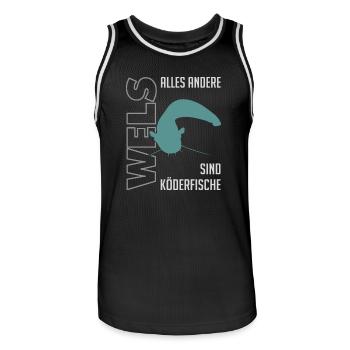 Wels angeln Waller fischen Sportfischen auf Wels - Männer Basketball-Trikot - Schwarz/Weiß - Vorne - AI Model Male 185 dark (185cm)