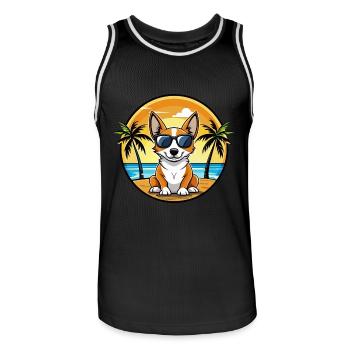 Miniatur Foxterrier Hunderasse Cartoon Sonnenbrille - Männer Basketball-Trikot - Schwarz/Weiß - Vorne - AI Model Male 185 dark (185cm)