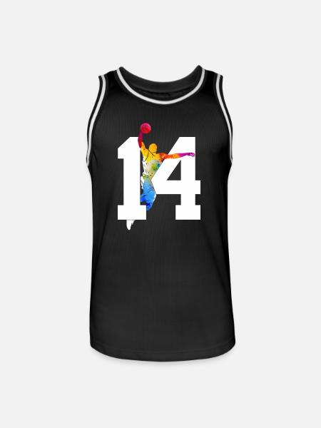 NUMMER 14 BASKETBALL 14. GEBURTSTAG - Männer Basketball-Trikot - Schwarz/Weiß