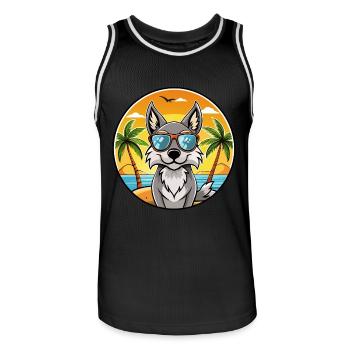 Tschechoslowakischer Wolfshund Rasse Cartoon Sonnenbrille Strand - Männer Basketball-Trikot - Schwarz/Weiß - Vorne - AI Model Male 185 dark (185cm)