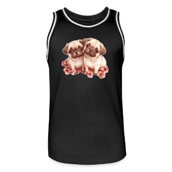 Mops - Männer Basketball-Trikot - Schwarz/Weiß - Vorne - AI Model Male 185 dark (185cm)