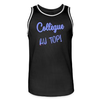 COLLEGUE. DEPART. RETRAITE. EMPLOI. HUMOUR - Maillot de basket Homme - noir/blanc - Devant - AI Model Male 185 dark (185cm)