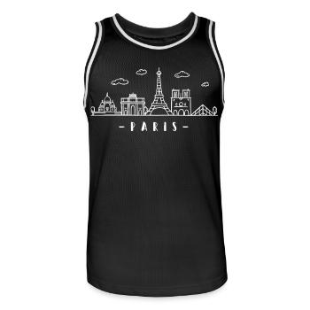 Paris Frankreich Hauptstadt Skyline Eiffelturm - Männer Basketball-Trikot - Schwarz/Weiß - Vorne - AI Model Male 185 dark (185cm)