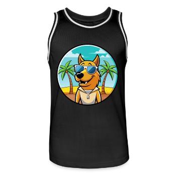 Smaland Hound Chien Race Dessin Animé Lunettes De Soleil Plage - Maillot de basket Homme - noir/blanc - Devant - AI Model Male 185 dark (185cm)