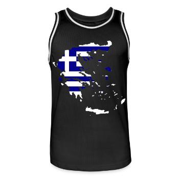 Carte du drapeau de la Grèce - Maillot de basket Homme - noir/blanc - Devant - AI Model Male 185 dark (185cm)