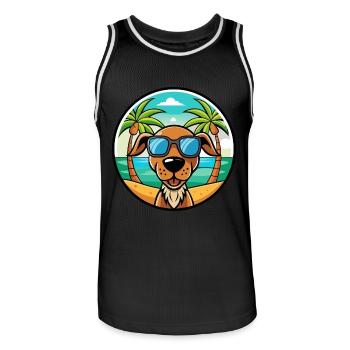 Hannover Laufhund Hunderasse Cartoon Sonnenbrille Strand - Männer Basketball-Trikot - Schwarz/Weiß - Vorne - AI Model Male 185 dark (185cm)