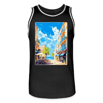 Palma De Majorque Espagne Affiche De Voyage Vintage WPA - Maillot de basket Homme - noir/blanc - Devant - AI Model Male 185 dark (185cm)