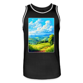 Upper Palatinate Germany Vintage Travel Poster WPA - Men's Basketball Jersey - black/white - Front - AI Model Male 185 dark (185cm)