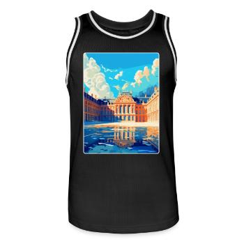 Versailles Frankreich Vintage Reiseplakat Souvenir - Männer Basketball-Trikot - Schwarz/Weiß - Vorne - AI Model Male 185 dark (185cm)