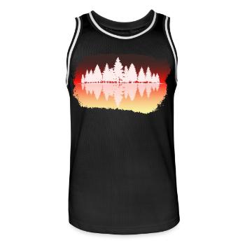 Wald - Forest - Männer Basketball-Trikot - Schwarz/Weiß - Vorne - AI Model Male 185 dark (185cm)