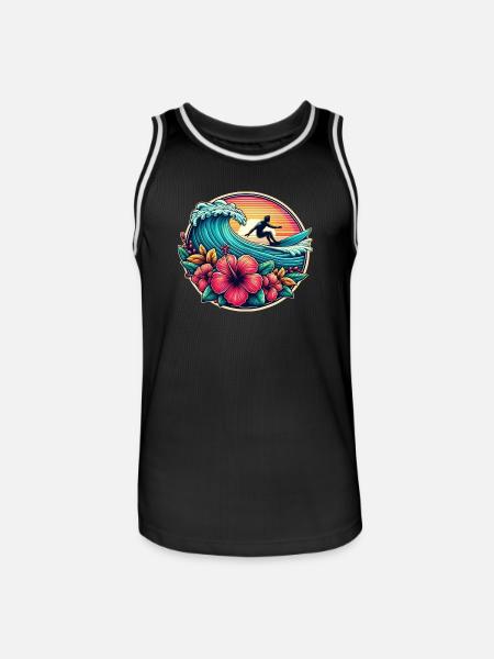 Logo du surfeur 2 - Maillot de basket Homme - noir/blanc