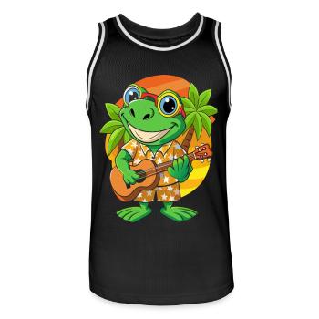 Lustiger Frosch Cartoon Sommer Strand Sonnenbrille Gitarre - Männer Basketball-Trikot - Schwarz/Weiß - Vorne - AI Model Male 185 dark (185cm)