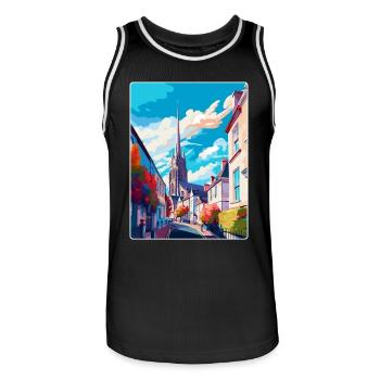 Truro, Angleterre, Royaume-Uni, Affiche de voyage vintage Art mural - Maillot de basket Homme - noir/blanc - Devant - AI Model Male 185 dark (185cm)