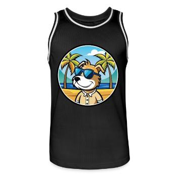 Sporting Lucas Terrier Hunderasse Cartoon Beach - Männer Basketball-Trikot - Schwarz/Weiß - Vorne - AI Model Male 185 dark (185cm)