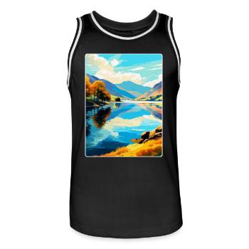 Ullswater Lake District Reiseposter Souvenir WPA - Männer Basketball-Trikot - Schwarz/Weiß - Vorne - AI Model Male 185 dark (185cm)