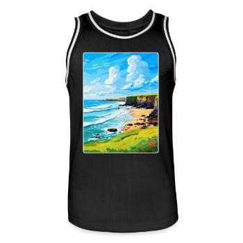 Bude Cornwall, England, Vereinigtes Königreich, Reiseposter, Souvenir - Männer Basketball-Trikot - Schwarz/Weiß - Vorne - AI Model Male 185 dark (185cm)