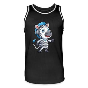 Zebra Lustige Zeichentrickfigur Kopfhörer Musik - Männer Basketball-Trikot - Schwarz/Weiß - Vorne - AI Model Male 185 dark (185cm)