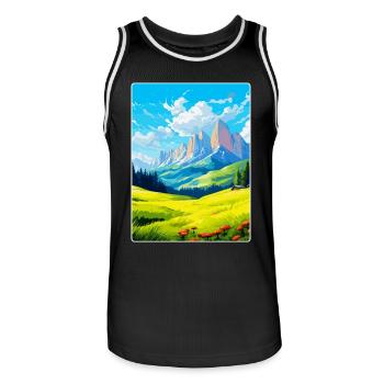 Dolomiten Italien Vintage Reiseplakat Souvenir WPA - Männer Basketball-Trikot - Schwarz/Weiß - Vorne - AI Model Male 185 dark (185cm)