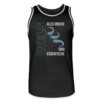 Wels angeln Waller fischen Sportfischen auf Wels - Männer Basketball-Trikot - Schwarz/Weiß - Vorne - AI Model Male 185 dark (185cm)