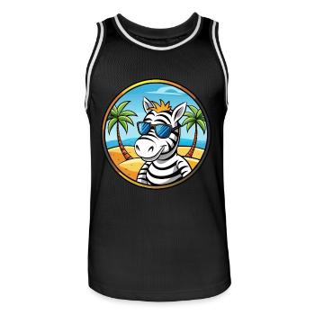 Zebra Lustige Cartoon Sommer Strand Sonnenbrille Cool - Männer Basketball-Trikot - Schwarz/Weiß - Vorne - AI Model Male 185 dark (185cm)