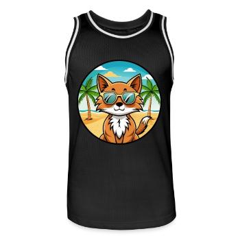Somali Katzenrasse Cartoon Kawaii Sonnenbrille Strand - Männer Basketball-Trikot - Schwarz/Weiß - Vorne - AI Model Male 185 dark (185cm)