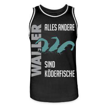 Wels fischen Kampf mit dem starken Wels - Männer Basketball-Trikot - Schwarz/Weiß - Vorne - AI Model Male 185 dark (185cm)
