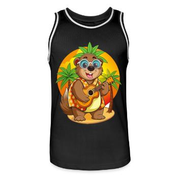 Lustige Murmeltier Cartoon Sommer Strand Sonnenbrille - Männer Basketball-Trikot - Schwarz/Weiß - Vorne - AI Model Male 185 dark (185cm)