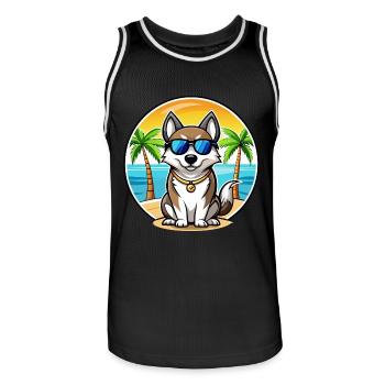 Ostsibirische Laika-Hunderasse Cartoon-Sonnenbrille - Männer Basketball-Trikot - Schwarz/Weiß - Vorne - AI Model Male 185 dark (185cm)