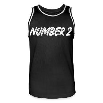 Numéro 2 - deux - deuxième - deuxième - 2 - numéro 2 - Maillot de basket Homme - noir/blanc - Devant - AI Model Male 185 dark (185cm)