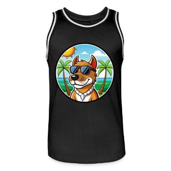 Norwegischer Windhund Dunker Hunderasse Cartoon Strand - Männer Basketball-Trikot - Schwarz/Weiß - Vorne - AI Model Male 185 dark (185cm)