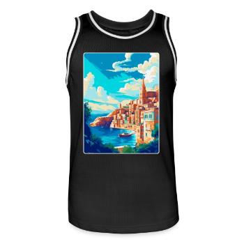 La Valette Malte Affiche de voyage vintage Souvenir WPA - Maillot de basket Homme - noir/blanc - Devant - AI Model Male 185 dark (185cm)