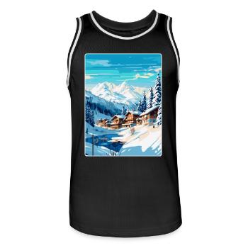 Courchevel Frankreich Vintage Reiseplakat Souvenir - Männer Basketball-Trikot - Schwarz/Weiß - Vorne - AI Model Male 185 dark (185cm)