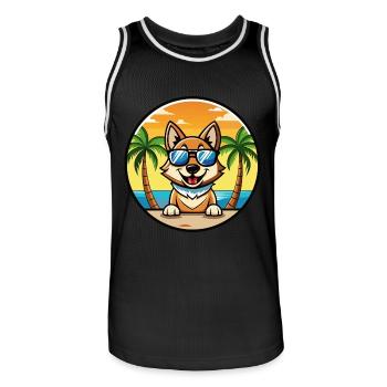 Tschechoslowakische Vlcak Hunderasse Cartoon Sonnenbrille - Männer Basketball-Trikot - Schwarz/Weiß - Vorne - AI Model Male 185 dark (185cm)