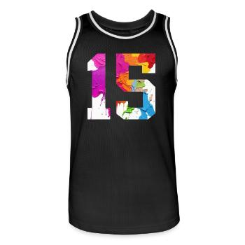 NUMÉRO COLORÉ 15 COLORÉ 15E ANNIVERSAIRE - Maillot de basket Homme - noir/blanc - Devant - AI Model Male 185 dark (185cm)