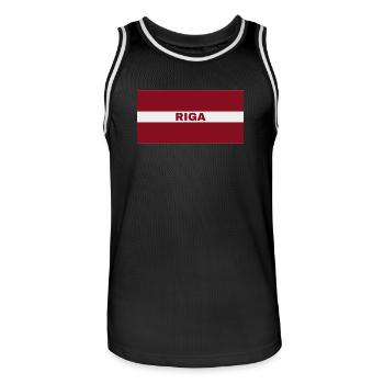 Riga Stadt in lettischer Flagge - Männer Basketball-Trikot - Schwarz/Weiß - Vorne - AI Model Male 185 dark (185cm)