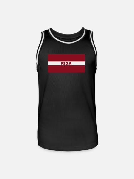 Riga en drapeau letton - Maillot de basket Homme - noir/blanc