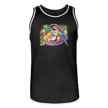 Fruit basket with parrot - Men's Basketball Jersey - black/white - Front - AI Model Male 185 dark (185cm)