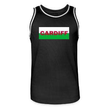 Cardiff City au Pays de Galles Drapeau Royaume-Uni - Maillot de basket Homme - noir/blanc - Devant - AI Model Male 185 dark (185cm)
