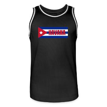 Havanna-Stadt unter kubanischer Flagge - Männer Basketball-Trikot - Schwarz/Weiß - Vorne - AI Model Male 185 dark (185cm)