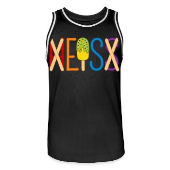 Eis - heiß - H EIS S - Männer Basketball-Trikot - Schwarz/Weiß - Vorne - AI Model Male 185 dark (185cm)