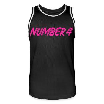 Number 4 - four - fourth - fourth - 4 - number 4 - Men's Basketball Jersey - black/white - Front - AI Model Male 185 dark (185cm)