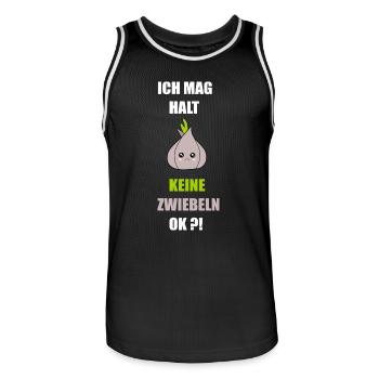 Ich mag keine Zwiebeln - Männer Basketball-Trikot - Schwarz/Weiß - Vorne - AI Model Male 185 dark (185cm)