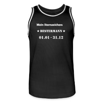 Bester Mann Wassermann Sternzeichen - Männer Basketball-Trikot - Schwarz/Weiß - Vorne - AI Model Male 185 dark (185cm)