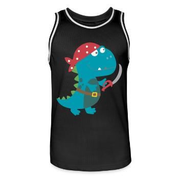 Dino Pirat Piratenkostüm Halloween Karneval Jungen - Männer Basketball-Trikot - Schwarz/Weiß - Vorne - AI Model Male 185 dark (185cm)