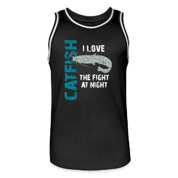 Catfish Fishing Sport Fishing Strong Fish - Men's Basketball Jersey - black/white - Front - AI Model Male 185 dark (185cm)