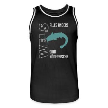 Wels angeln Waller fischen Sportfischen auf Wels - Männer Basketball-Trikot - Schwarz/Weiß - Vorne - AI Model Male 185 dark (185cm)